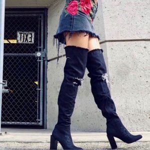 Black Denim Perouze Boots/Booties